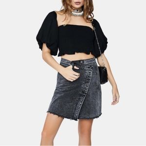 free people PARKER WRAP denim skirt . NWT . size 25